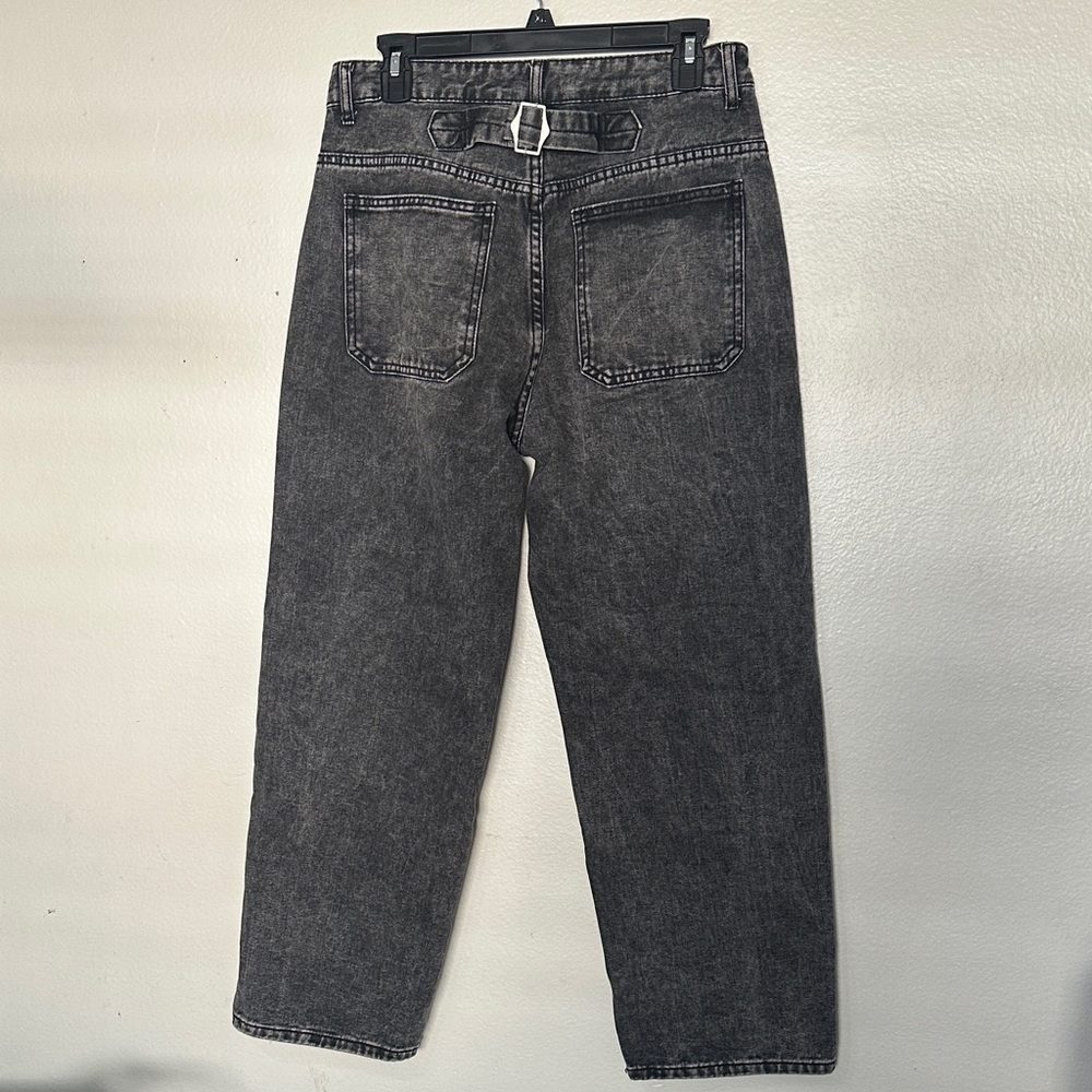 Women’s Black Washed Denim Jeans - Straight Leg - Picture 2 of 2
